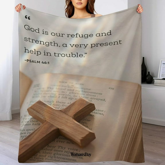 Bible Verses Psalm 46 1 Throw Blanket Inspirational Prayers Quotes Flannel Blanket Soft Sofa Decor Blanket Gifts for Women Men 40"x50"