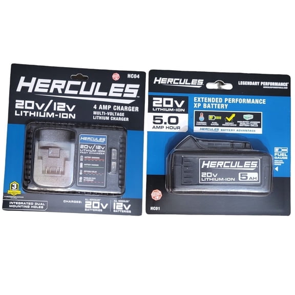 LITHIUM 20V 5 Ah Battery and 20V/12V HERCULES  4 AMP CHARGER MULTI-VOLTAGE