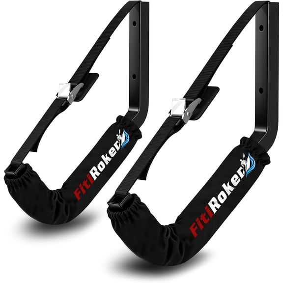 FitiRoker Kayak Wall Mount Heavy Duty Hangers with Straps,125 LBS Garage Storage Rack with Foam Padding for Kayaks,Canoes,SUPs and Surfboards