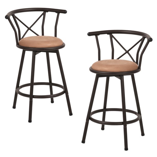HouseInBox 25" Comfortable Counter Height Bar Stools Set of 2, 360 Degree Swivel Seat Height