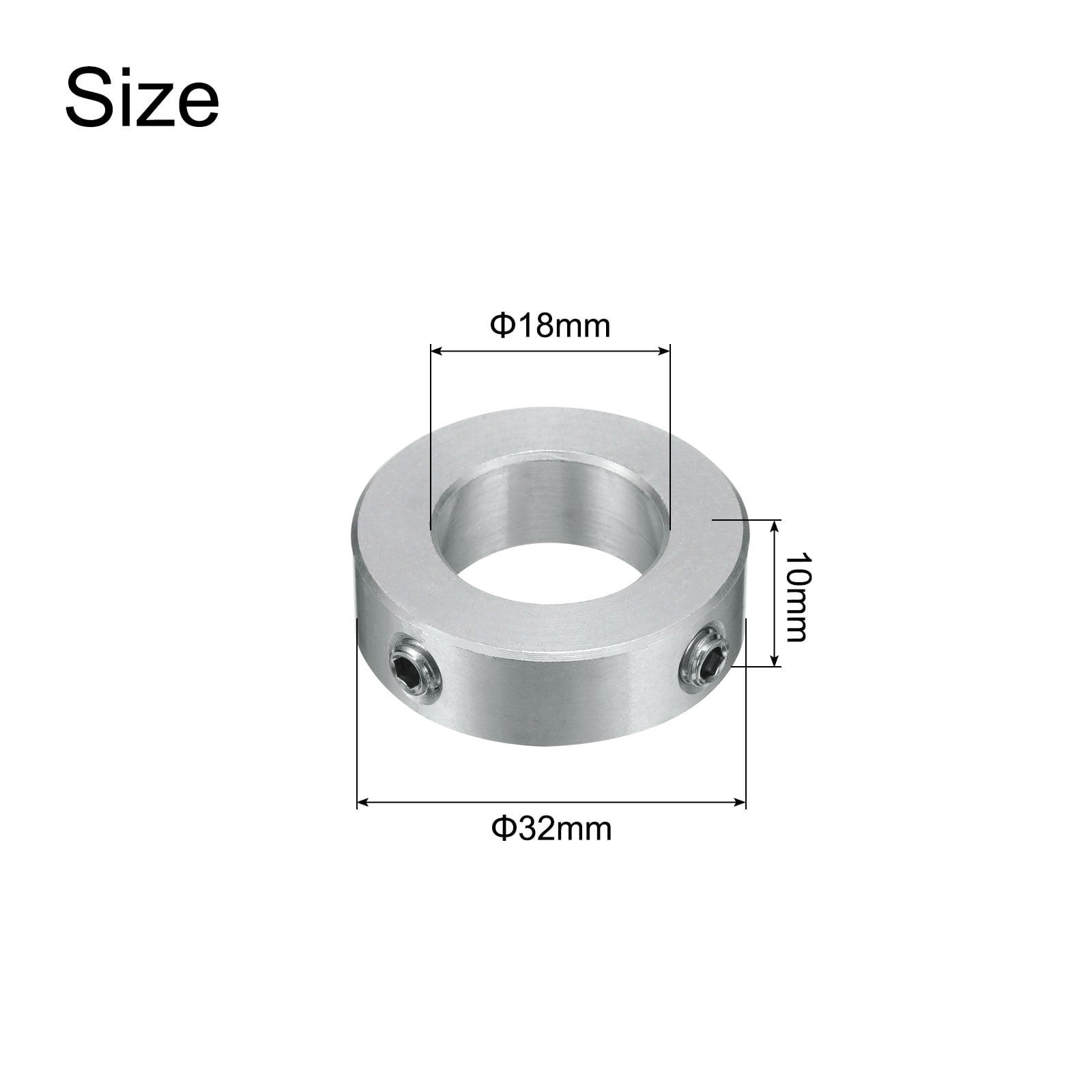 8 Packs Set Screw Collars 18mm Bore, Aluminum Shaft Collars, 32mm OD and 10mm Thickness, Set Screw Clamp Collar