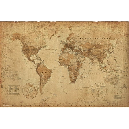 1850 Antique Map - Antique World Map - Poster / Print (Vintage Map Of The World) (Size: 36