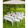 thumbnail image 4 of Grey Striped Outdoor Tablecloth with Umbrella Hole & Zipper, Farmhouse Rectangle Tablecloth 60x120 Inch, Modern Gray White Stripes Patio Table Cover Waterproof Table Cloth for Picnic/Party, 4 of 6