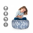 thumbnail image 2 of Blue and White Storage Toy Bag Chair, Abstract Tie Dye Effect Ikat Shibori Pattern in Bohemian Fashion, Stuffed Animal Organizer Washable Bag, Small Size, Navy Blue and White, by Ambesonne, 2 of 3