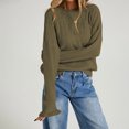 thumbnail image 5 of Sheghy Workout Tops for Women Cool Season Simple Crewneck Relaxed Fit Solid Color Long Sleeve Knitted Pullover Green M, 5 of 5