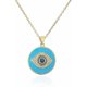 thumbnail image 1 of 18k Gold Plated Evil Eye Enamel Disk Pendant Necklace,handmade Adjustable Amulet Good Luck Protection Evil Eye Jewelry For Women, 1 of 4