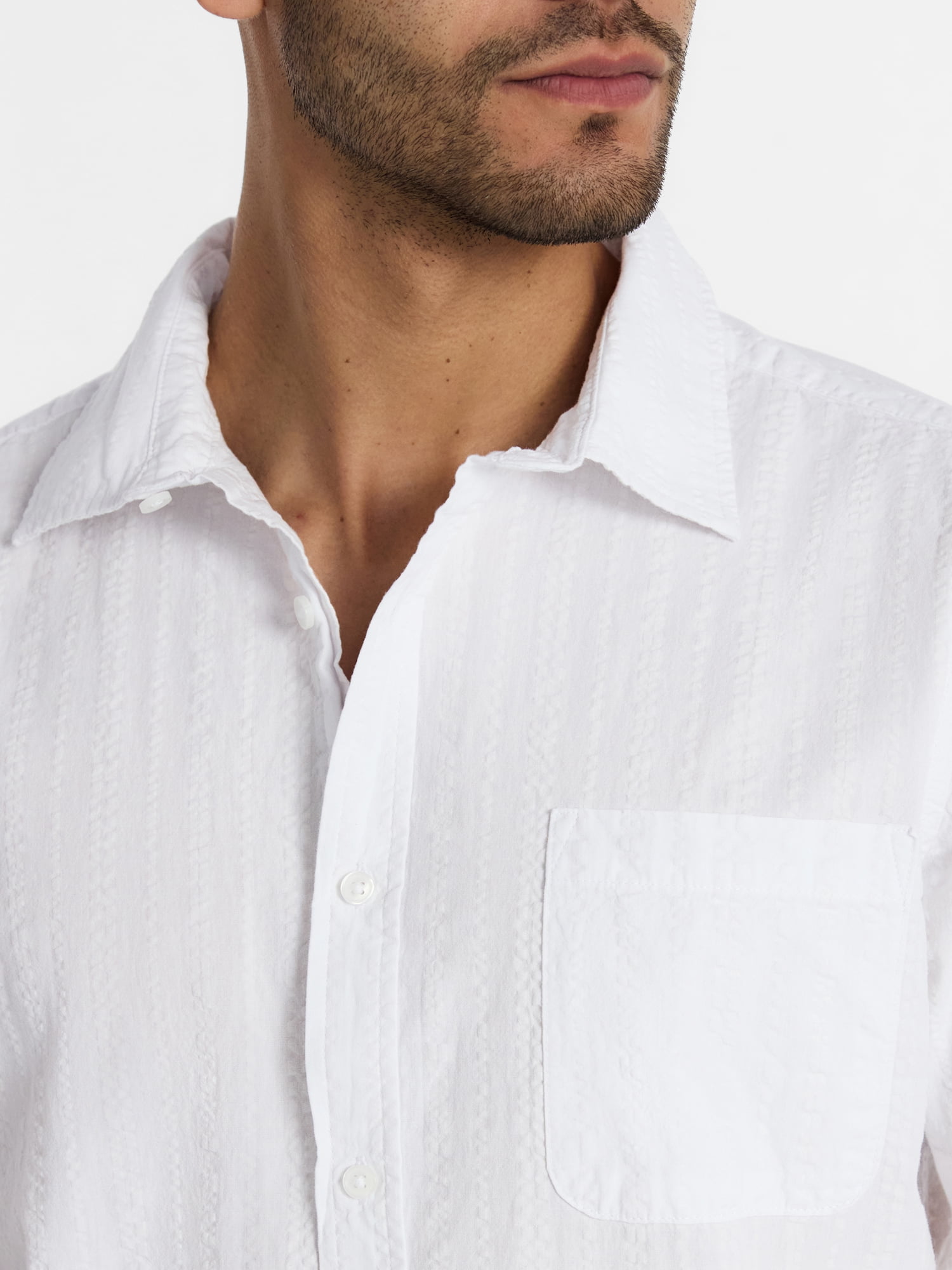 George Men's and Big Men's Modern Fit Poplin Button Up Shirt with Short Sleeves, Sizes XS-3XL