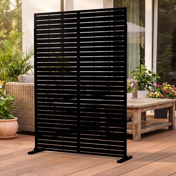 Outdoor Metal Privacy Screen Galvanized Decorative Screen, Black