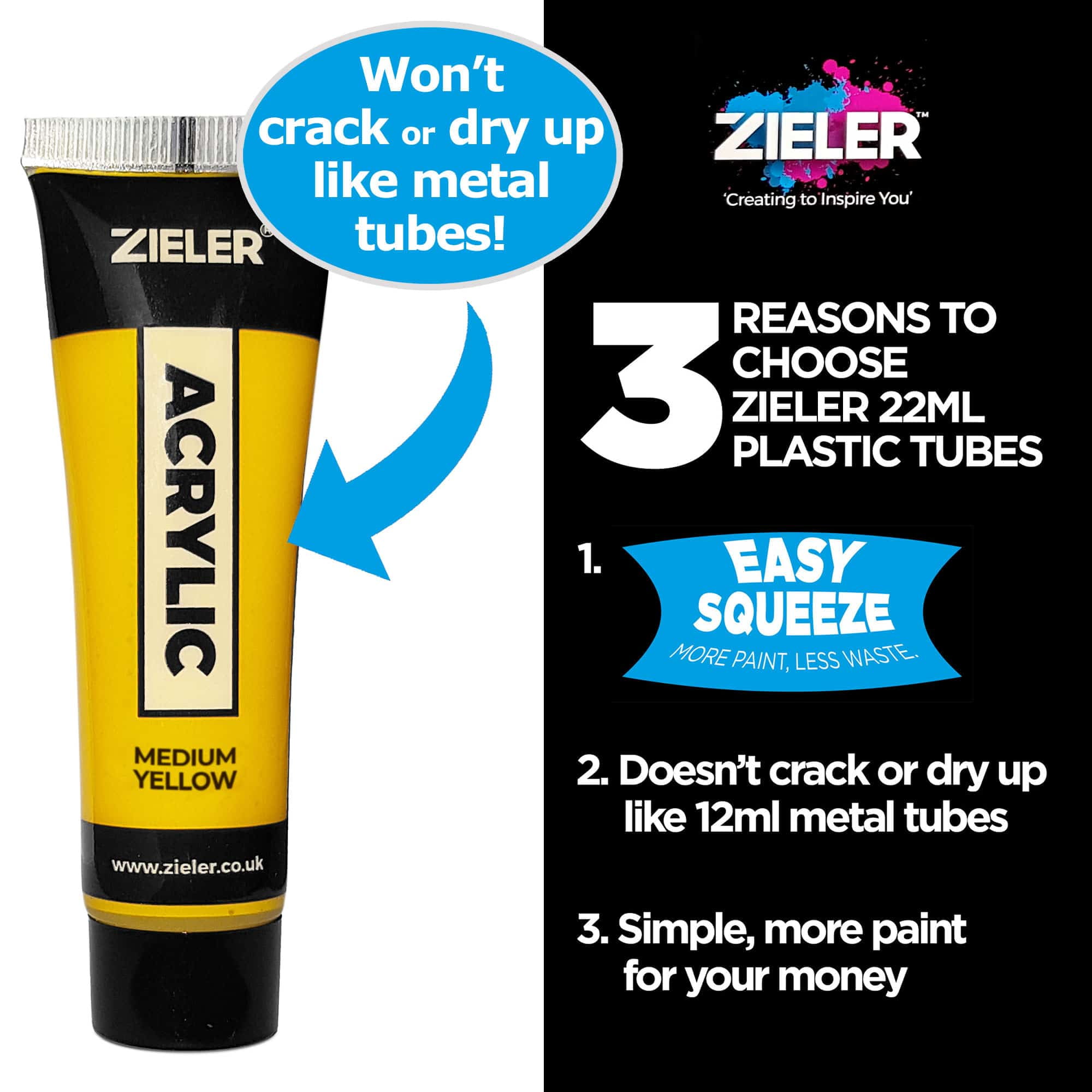 Zieler® Premium Acrylic Paints Set, 24 High Pigment & Vibrant Colors