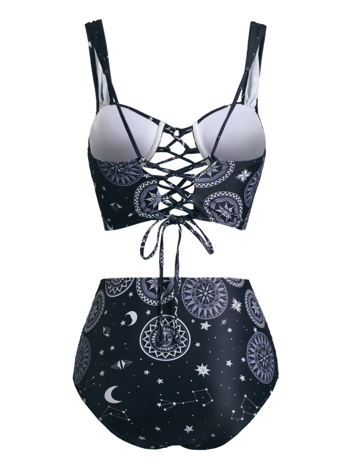 sun star moon lattice underwire tankini swimsuit