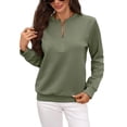 thumbnail image 2 of Warop Womans Mock Neck Pullover, Half Zip Long Sleeve Solid Top, Relaxed Fit Casual Sweater for Daily Lounge Outing, 2 of 9
