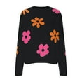 thumbnail image 4 of BUIgtTklOP Women's Floral Pattern Long Sleeve Drop Shoulder Sweaters Ribbed Knit Pullover Tops, 4 of 6