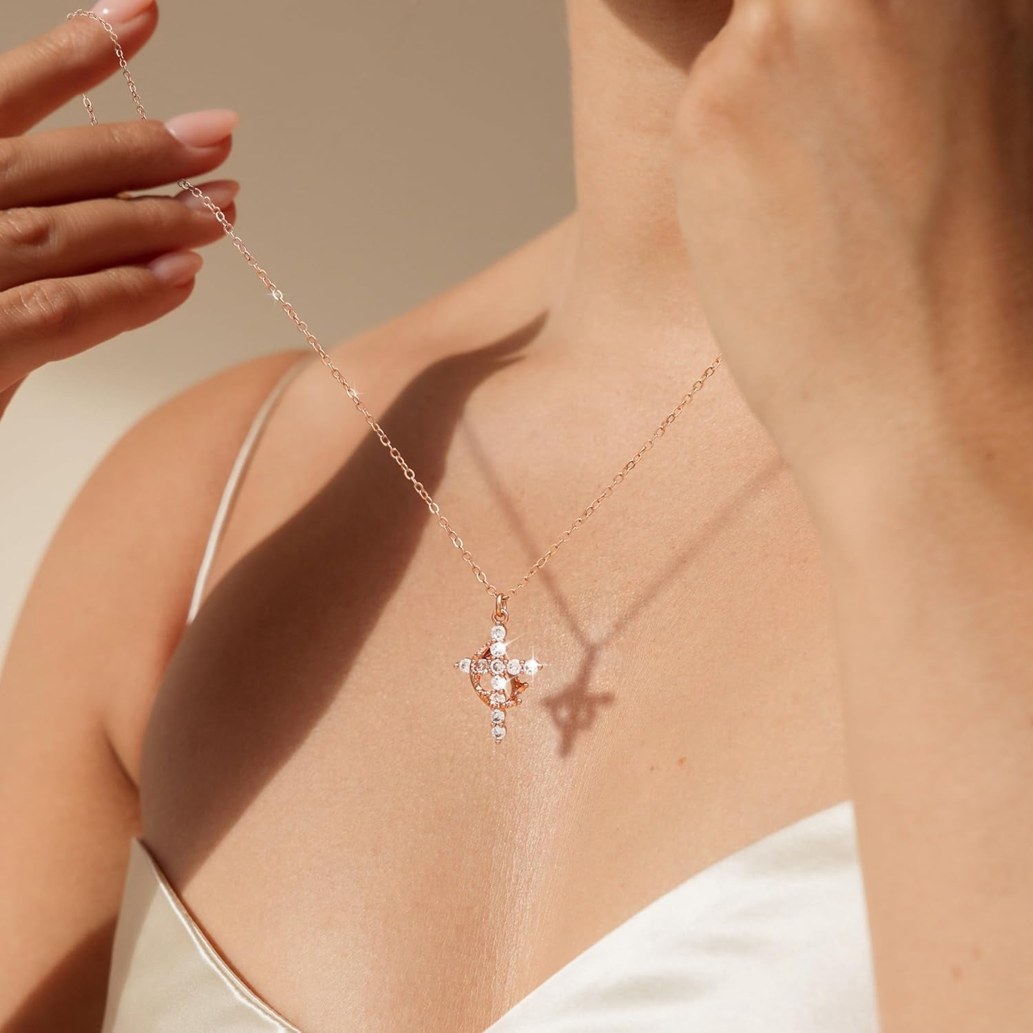 Soleilie Christian Gift Stocking Stuffers Cross Necklace for women-Dainty 14k Gold Plated/Silver Plated Pendant Necklaces Simple Cute Tiny Necklace Jewelry for Women