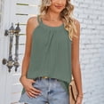 thumbnail image 5 of YYDGH Tank Top for Women Loose Fit Sleeveless Neck Halter Tops Dressy Casual Pleated Eyelet Summer Cami Shirts Blouse Green M, 5 of 5