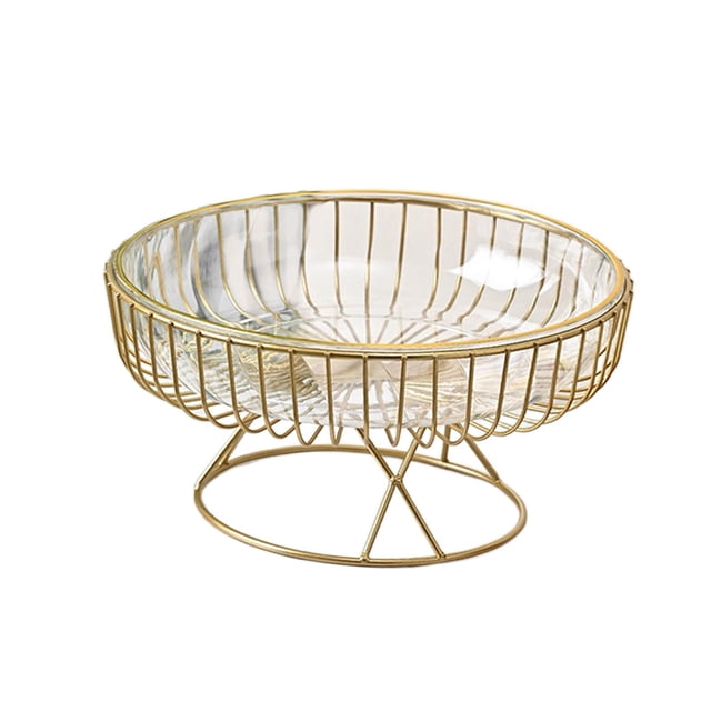 Cesta de fruta de alambre de metal, bandeja de almacenamiento, cuenco decorativo moderno Borrar L