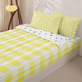 thumbnail image 3 of Erosebridal Yellow Plaid Buffalo Zipper Twin Comforter Sets with Fitted Sheet and 2 Pillowcases,White Check Retro Zipper Bedding Set For Girls,Polkadot Reversible,4pcs, 3 of 7