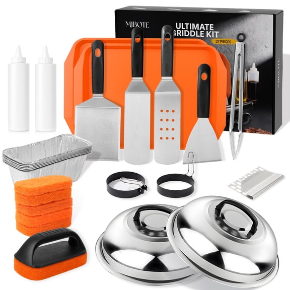 Ultimate Griddle Kit, Mibote 27pcs Griddle Accessories Kit  for Blackstone, Grill Spatula Set with Enlarged Spatulas, Basting Cover for Outdoor BBQ