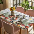 thumbnail image 3 of Spring Mushrooms Table Cloths for 5 Foot Rectangle Tables, Farmhouse Pastoral Botanical Gray Plaid Patio Waterproof Elastic Fitted Tablecloths, Washable Rectangular Table Cover for Camping, 3 of 8