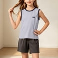 thumbnail image 6 of KPOPLK 2Pcs Youth Boys Basketball Jersey Clothes Kids Sports Tracksuit Sleeveless Tank Tank Top and Mesh Shorts Outfit Set 4-16 Years Grey Size 9-10 Years, 6 of 9