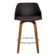 thumbnail image 2 of Alec 26" Counter Height Swivel Brown Faux Leather and Walnut Wood Bar Stool, 2 of 7