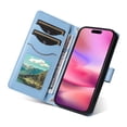 thumbnail image 4 of Allytechgroup iPhone 16 Case Wallet, Premium PU Leather Cards Slots Hand Wrist Shoulder Strap Flip Cover Stand Protective Phone Case for Apple iPhone 16, Blue, 4 of 7