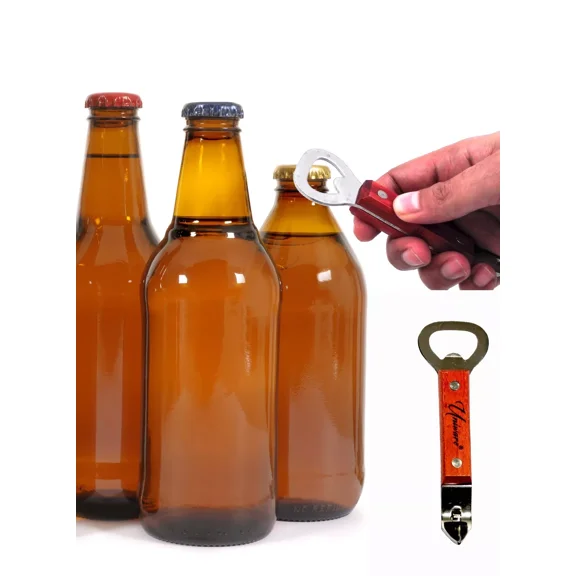 70714 Beer/Soda Bottle Opener With Wooden Handle,Sturdy,Compact,Portable