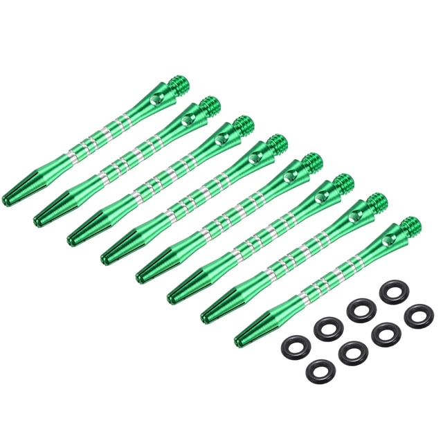 Ejes de Dardos de Aluminio Medianos con Rosca 2BA, Accesorios de Reemplazo con Anillos de Goma para Punta de Acero Verde