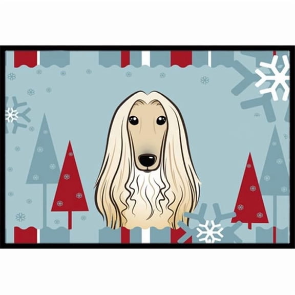 Carolines Treasures BB1740MAT Winter Holiday Afghan Hound Indoor & Outdoor Mat- 18 x 27 in.