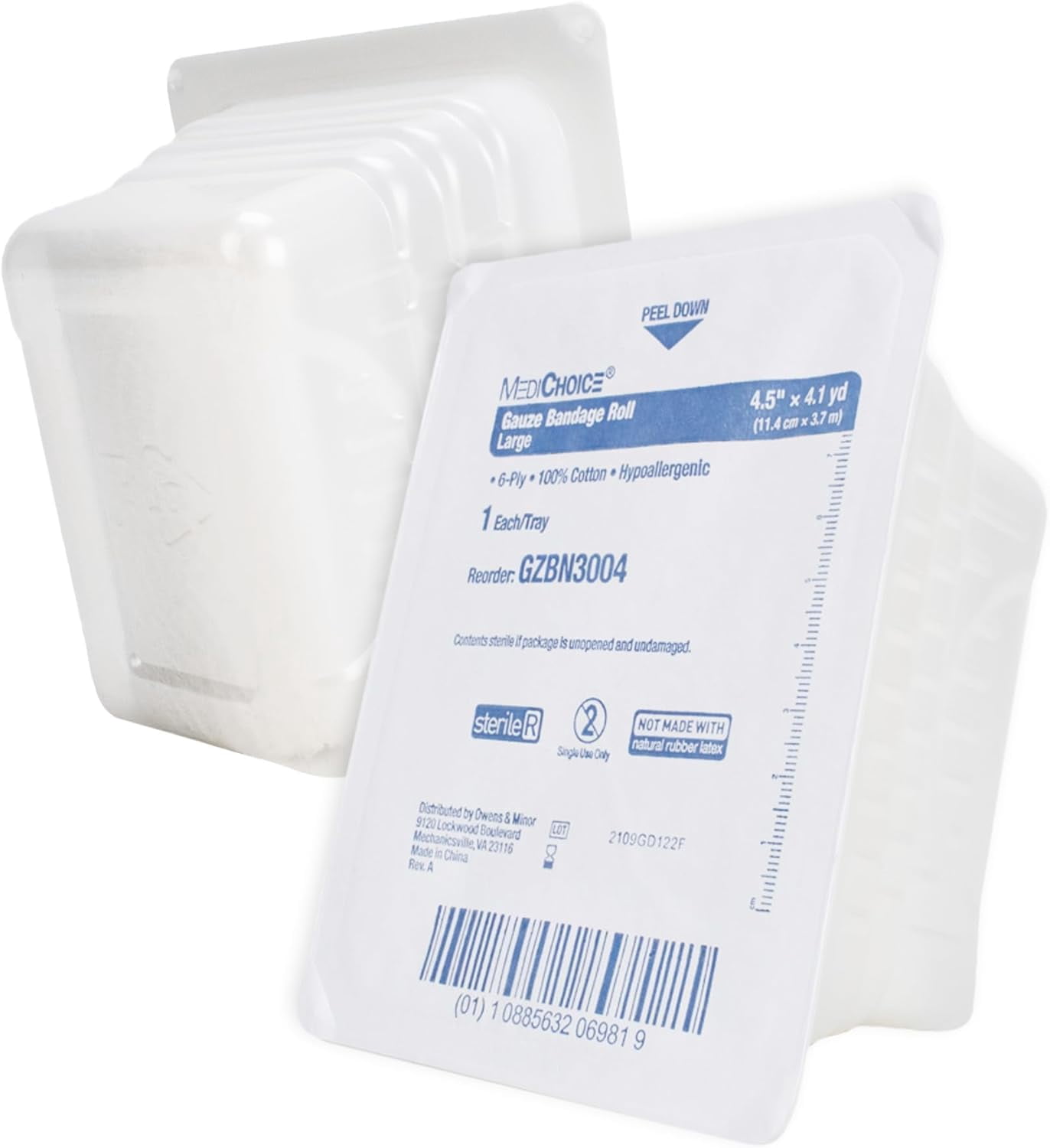 Sterile Gauze Rolls [60 Rolls] - 4.5” x 4.1 Yards Rolls, 100% Cotton Wound Dressing Sterile Wraps, 6 Ply Individually Wrapped Weaved Bandage, Highly Absorbent First Aid Gauzes