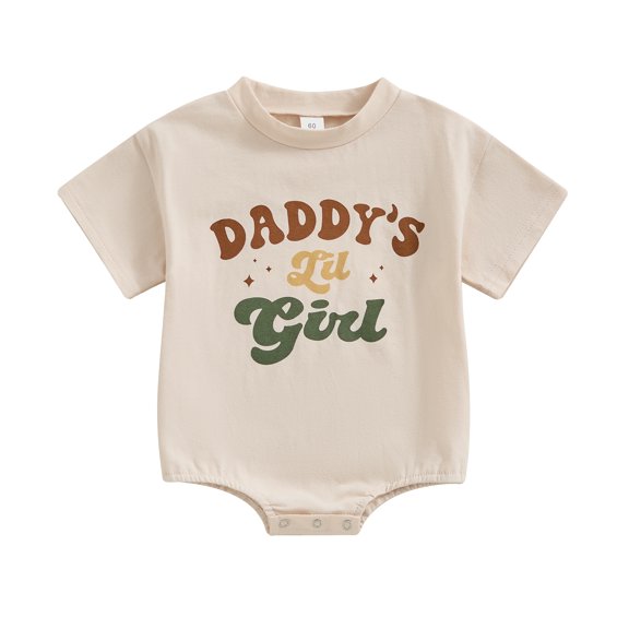 Okbabeha Newborn Baby Girls Clothes Daddy Saying Romper Short Sleeve Letters Bodysuit Summer Infant Daddy Girls Baby Outfit