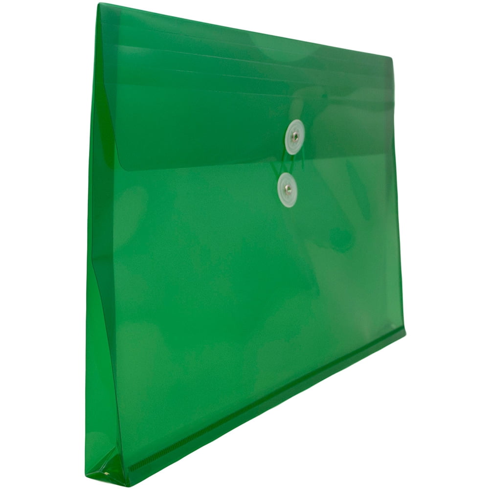 JAM Paper Plastic Envelopes with Button & String Tie Closure, Legal Booklet, 9 3/4 x 14 1/2, Green, 3/Pack
