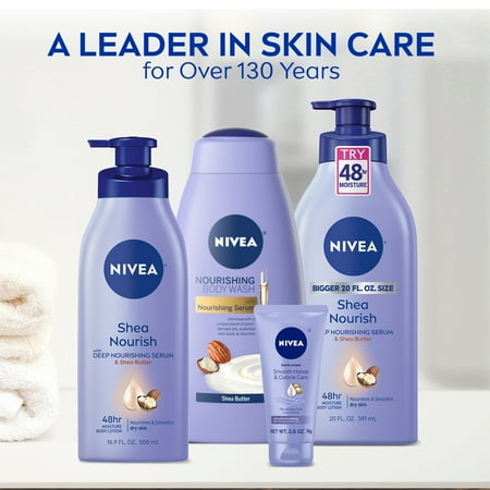 NIVEA Shea Nourish Body Lotion, Dry Skin Lotion with Shea Butter, 16.9 Fl Oz Pump Bottle - Image 5
