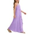 thumbnail image 3 of Girls Easter Dress Bowknot Design Dress Ruffle Short Sleeve Casual Fall Winter Holiday Flower Dress for Girls Teens Casual Spring Dress, 3 of 5