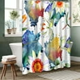 thumbnail image 3 of LALILO White Lotus Waterproof Shower Curtain,Watercolor Flower Floral Botanical Fabric Wallpaper Shower Curtains for Bathroom with 12 Hooks,72x72 Inch, 3 of 6