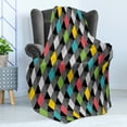 thumbnail image 4 of Geometric Soft Flannel Fleece Throw Blanket, Abstract Art Style Illustration of Colorful Squares Modern Expression Pattern, Cozy Plush for Indoor and Outdoor Use, 60" x 80", Multicolor, by Ambesonne, 4 of 5