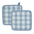 thumbnail image 3 of VHC Brands Cotton Pot Holder Set of 2, Heat Resistant, Kitchen Potholders, Annie Buffalo Check Collection, Square 8x8, Dusk Blue, 3 of 3