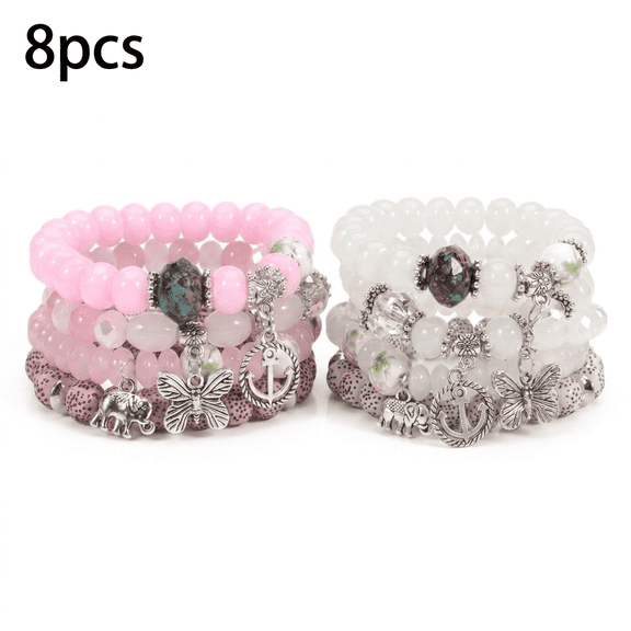 MoHern Beach Jewelry 8 Pcs Boho Summer Bracelets Multilayer for Women Girls Vacation Travel Party