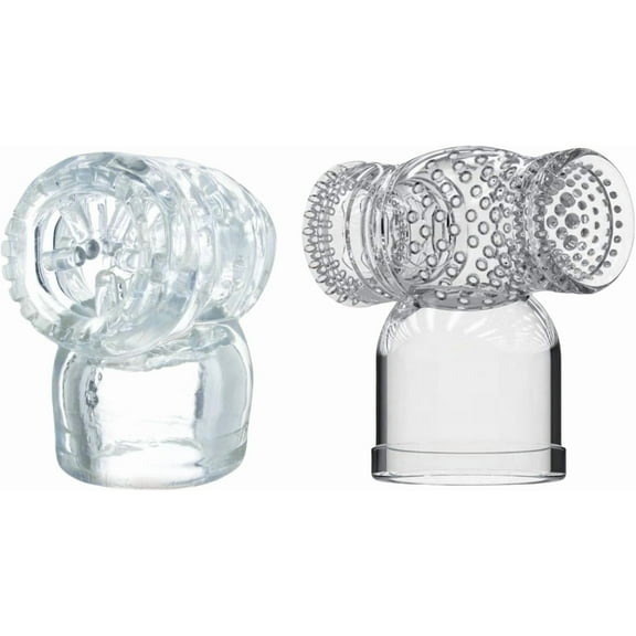 2Pcs Handheld Electric Massager Accessories Attachments Soft Silcione Single and Dual Channel Fit for Mini Massage Wand (Transparent)