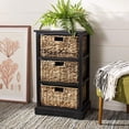 thumbnail image 1 of Safavieh American Homes Collection Halle Distressed Black 3 Wicker Basket Storage Side Table, 1 of 2