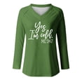 thumbnail image 4 of KIHOUT - Blusas casuales para mujer, liquidación 2024, moda clásica, estampado de letras, cuello en V, blusas básicas holgadas, camisetas de manga larga, blusas tipo túnica para otoño, 4 of 4