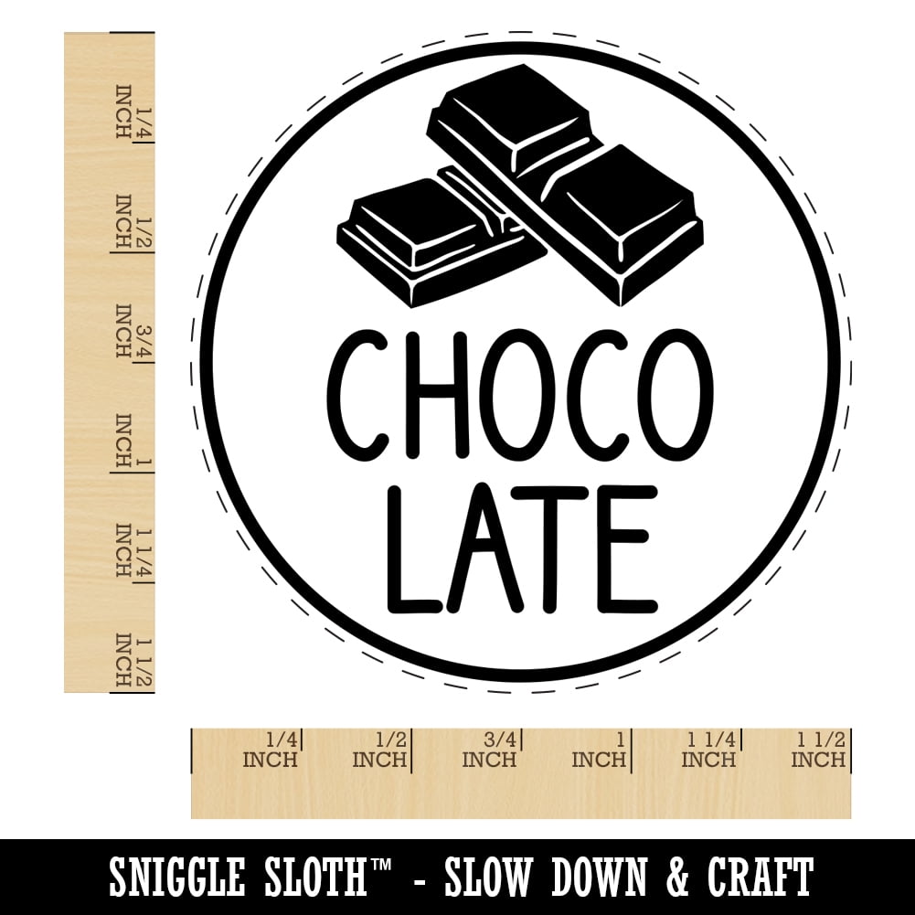 Chocolate Text with Image Flavor Scent Self-Inking Rubber Stamp Ink Stamper - Black Ink - Large 1-1/2 Inch