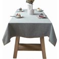 thumbnail image 1 of Linen Textured Solid Tablecloth with Flower Pattern Edge Farmhouse Dust-Proof Table Cloth for Kitchen Dinning Tabletop Decoration (Grey, 55x63 Inch), 1 of 4