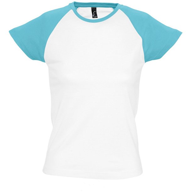 SOLS - Camiseta de manga corta bicolor modelo Milky para mujer (Blanco/Azul Coral)