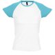 thumbnail image 1 of SOLS - Camiseta de manga corta bicolor modelo Milky para mujer (Blanco/Azul Coral), 1 of 3