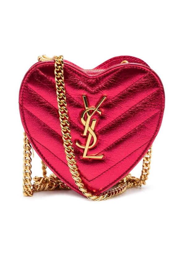 Pre-Owned Saint Laurent YSL Logo Heart Pochette Mini Love Crossbody Chain Shoulder... (Good)