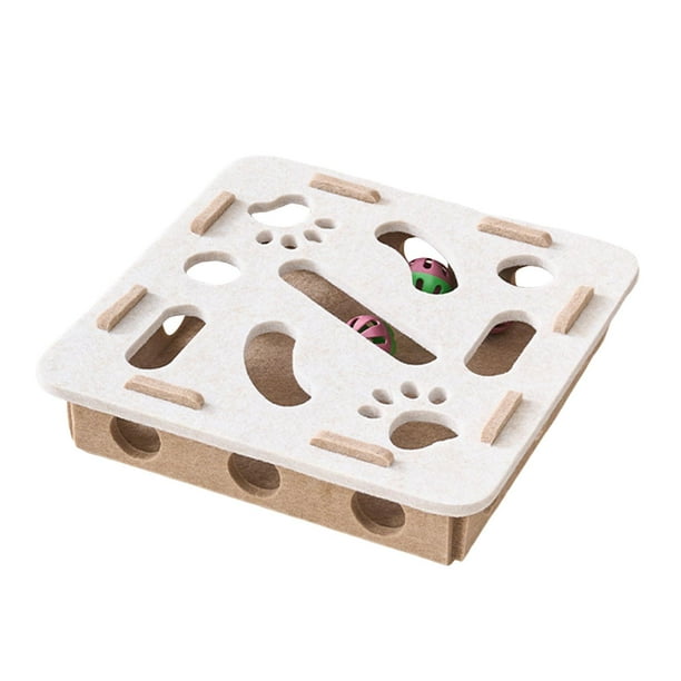 Juguete rompecabezas para gatos, caja de juego mental, actividad sensorial, juego de laberinto de fieltro con bolas de campana para gatos de todas las Cuadrado