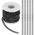 thumbnail image 1 of Cadena de curb de aluminio de 16.4 pies con eslabones retorcidos, carrete de cadena de 7x5mm para hacer joyas, cadena de manualidades para collar y pulsera, negra, 1 of 6