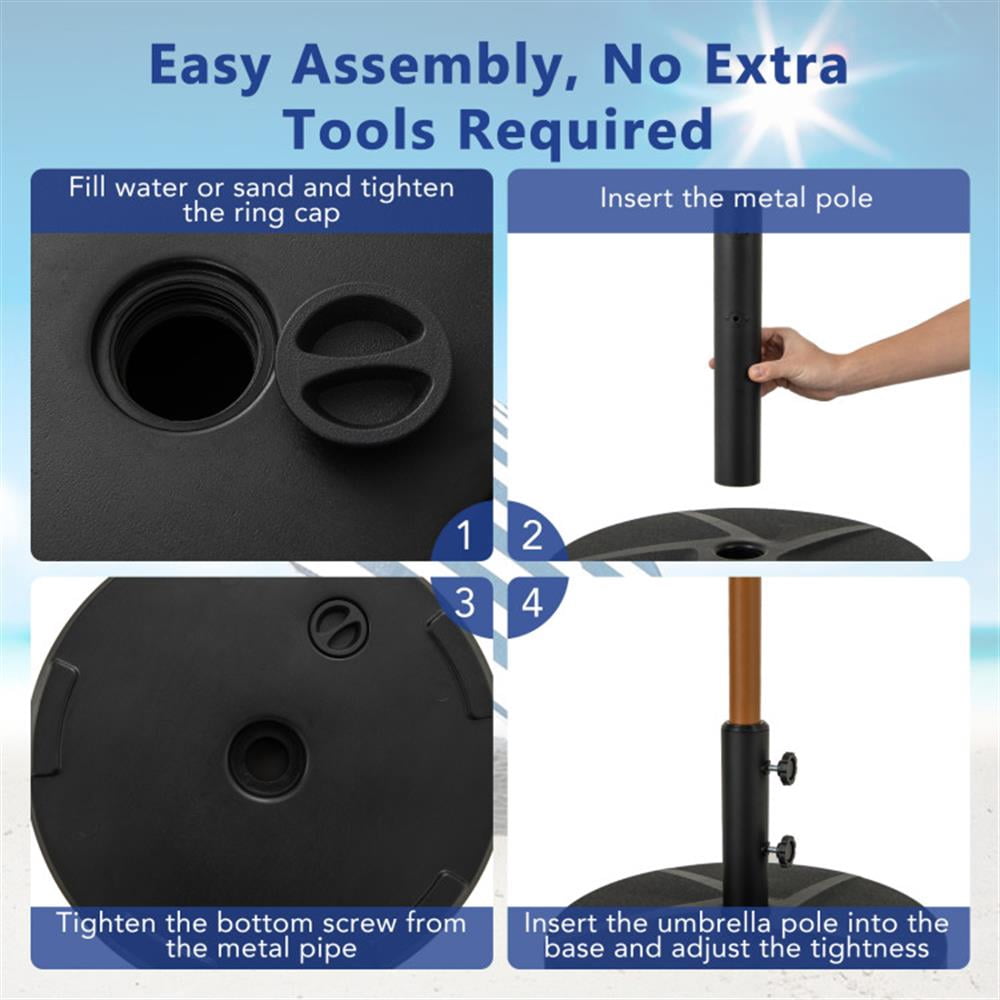 Spaco Patio Umbrella Base 88LBS Capacity Water and Sand Fillable Market Table Umbrella Stand, Outdoor Umbrella Stand, Patio Umbrella Stands & Bases, Deck Umbrella Stand-Black