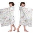 thumbnail image 4 of Pioneer Flower Floral Print Pattern Hooded Bath Towel，50"x30" for Ages 3 To 12 Kids, Quick Dry Lightweight Soft Microfiber Hood Beach Towel Cover Up for Kids, 4 of 7