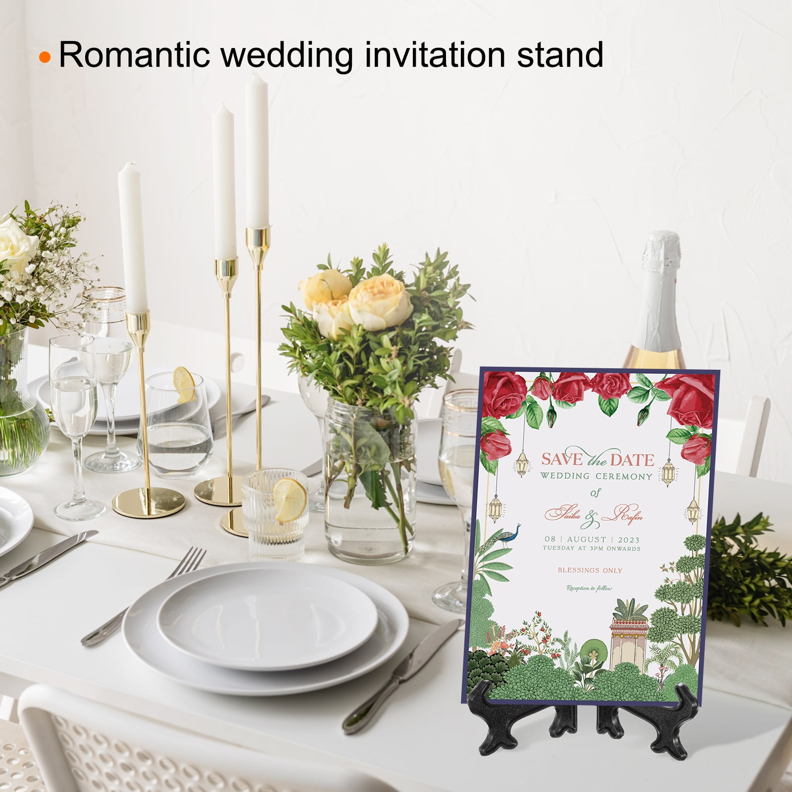Unique Bargains 5Pcs 10 Inch Clear Acrylic Easel Display Stands for Card and Photo Frame